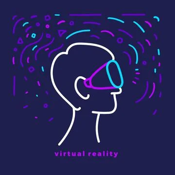 Vector futuristic design. Head, face of man with glasses. Virtual reality. Ar Stock Illustration