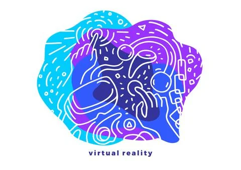 Vector futuristic design. Virtual reality. Art line graphic illustration on w Stock Illustration