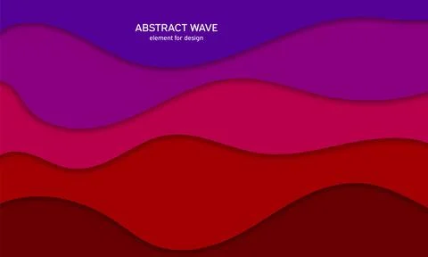 Vector futuristic illustration of bright multi colored wavy paper layers. Abs Stock Illustration