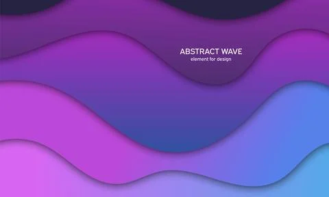 Vector futuristic illustration of bright multi colored wavy paper layers. Abs Stock Illustration