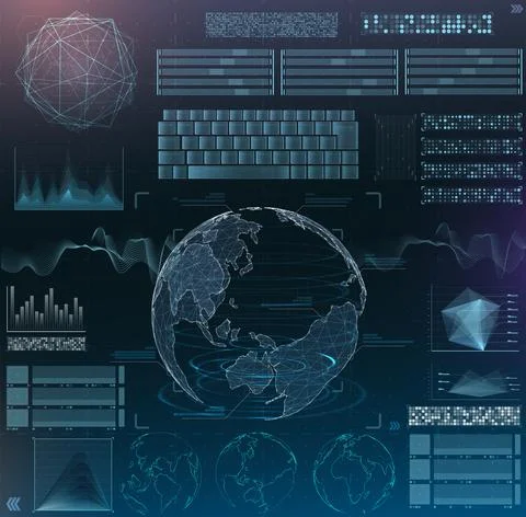 Vector futuristic interface hud design. Set infographic elements.  virtual ho Stock Illustration