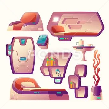 Vector futuristic objects for spaceship cockpit Stock Illustration