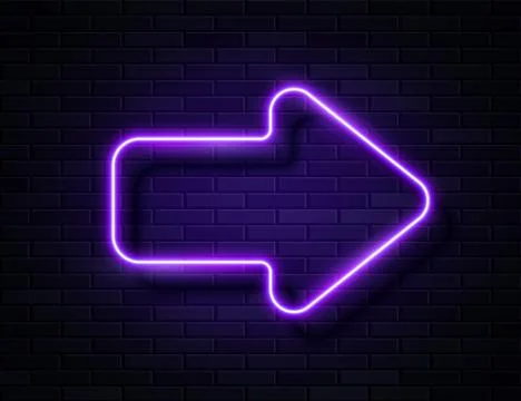 Vector Futuristic Sci Fi Modern Neon Violet Glowing Arrow Stock Illustration