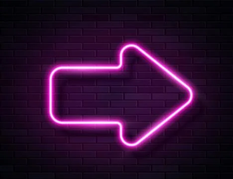 Vector Futuristic Sci Fi Modern Neon Pink Glowing Arrow Stock Illustration