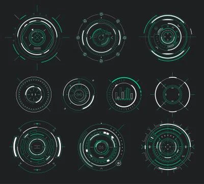 Vector futuristic user interface HUD, sci-fi display circular elements Stock Illustration