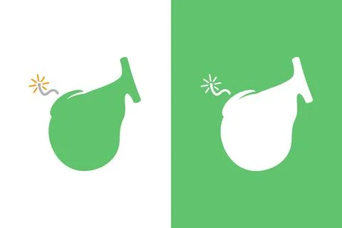 Vector gallbladder and bomb logo combination. Gallbladder logotype design Stock Illustration
