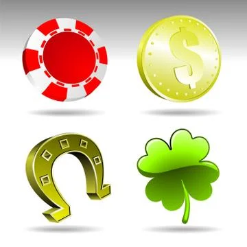 Vector gambling symbol set illustration with casino elements on white bacground イラスト素材