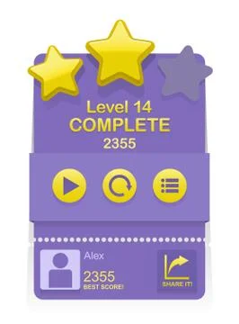 Vector game interface with level results Stock Illustration