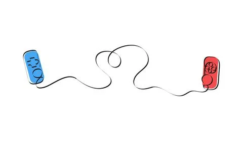 Vector game joy-con controllers in one line style. Stock Illustration