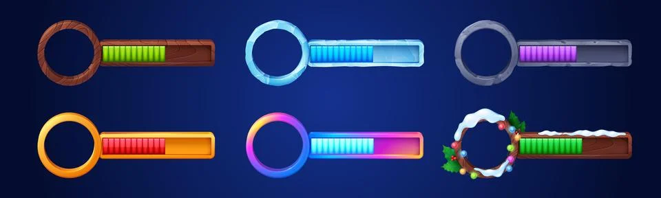 Vector game life progress bar, ui avatar frame 스톡 일러스트