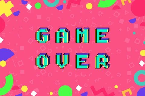 Vector game over phrase in pixel art Stock Illustration