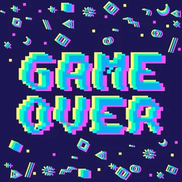 Vector game over pixel glitch Stock Illustration
