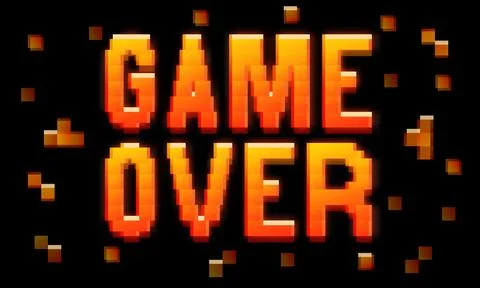 Vector game over pixelated sign, retro game style banner Stock Illustration