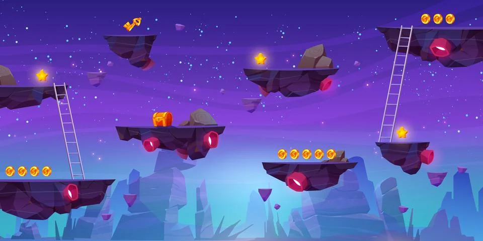 Vector game space background. Floating platform ui Stock Illustration