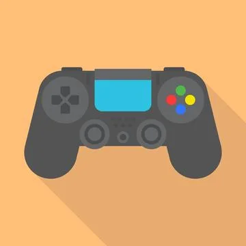 Vector gamepad icon, game joystick for video games on blue background, flat.. Stock Illustration