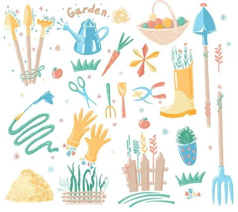 Vector garden pattern: tools for plants Stock Illustration