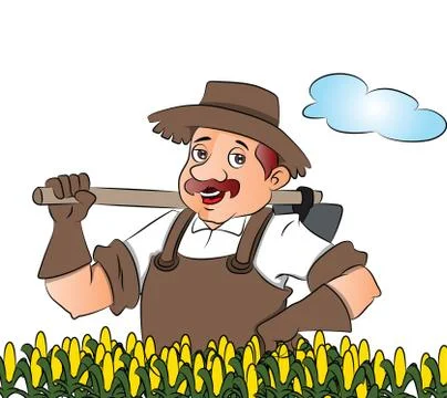 Vector of gardener with a shovel. Stock Illustration