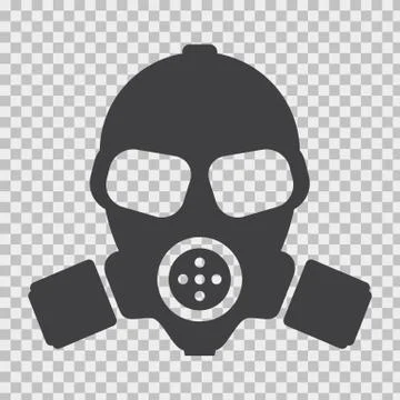 Vector Gas mask with flat and solid color style. Stock Illustration