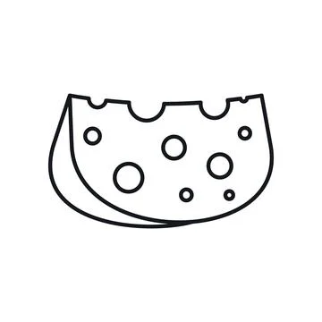Vector Gauda cheese in line style isolated 스톡 일러스트