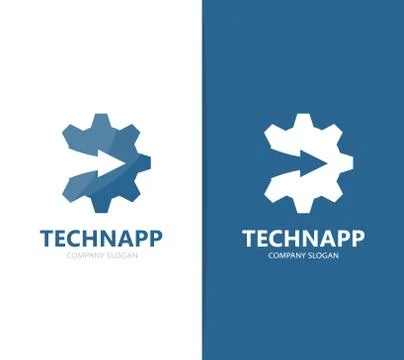 Vector of gear and arrow up logo combination. Mechanic and growth symbol or icon Stock Illustration