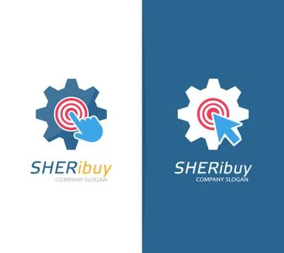 Vector gear and click logo combination. Industrial and cursor symbol or icon Illustrazione stock