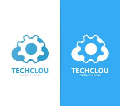 Vector of gear and cloud logo combination. Mechanic and storage symbol or icon Stock Illustration