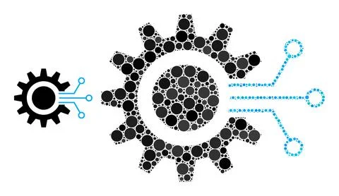 Vector Gear Interface Collage of Small Circles Ilustración de archivo
