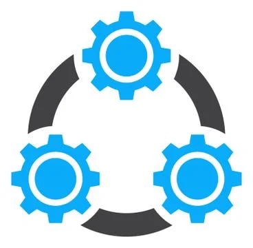 Vector Gear Planetary Transmission Flat Icon Symbol Illustrazione stock