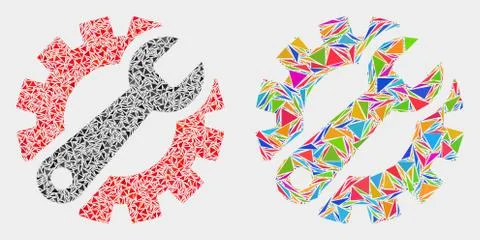 Vector Gear Tools Mosaic Icon of Triangle Elements イラスト素材