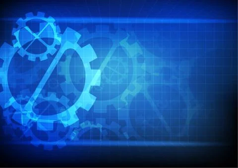 Vector : Gears on blue background Stock Illustration