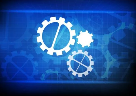 Vector : Gears on blue background Stock Illustration