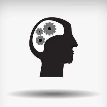 Vector : Gears in head logo and shadow Stock Illustration