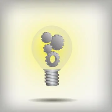 Vector : Gears in light bulb on white background Stock Illustration
