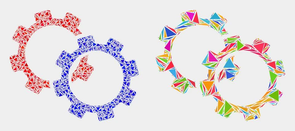 Vector Gears Mosaic Icon of Triangle Elements Illustrazione stock