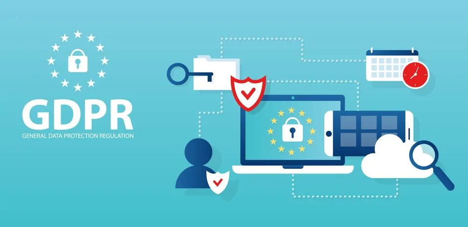 Vector for general data protection regulation in EU law on data privacy Stock Illustration