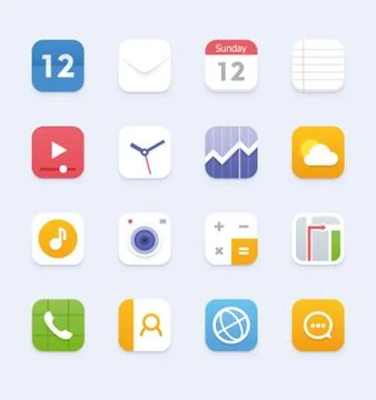 Vector generic smartphone or tablet user interface icon set Stock Illustration
