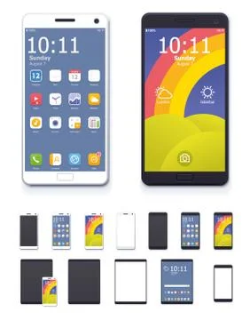 Vector generic smartphones and tablet computers with interface icon set Stock Illustration