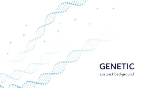 Vector genetic abstract banner template. Blue color gene dna spiral on white Stock Illustration