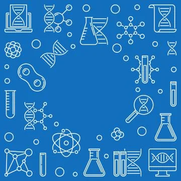 Vector Genetics and Science outline illustration or frame Stock Illustration