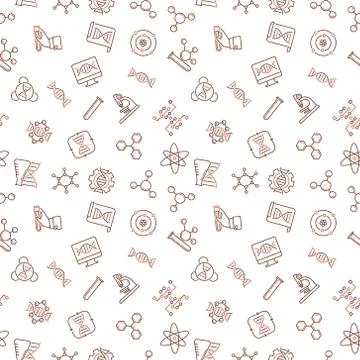 Vector Genetics outline minimal seamless pattern Stock Illustration