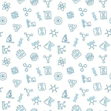 Vector Genetics seamless pattern in outline style Stock Illustration