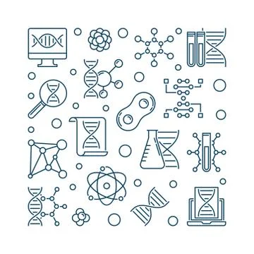 Vector Genetics square illustration in thin line style Stock Illustration
