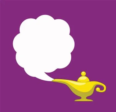Vector genie magic aladdin lamp with white smoke Stock Illustration