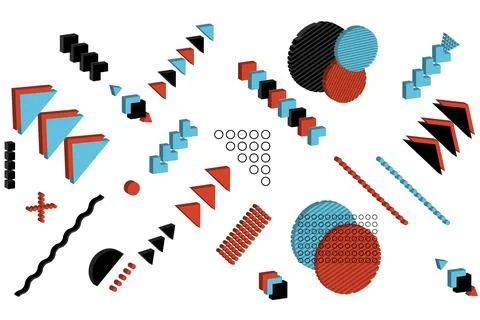 Vector. Geometric 3d background, minimalism style. Set of 3d geometric shapes. Stock Illustration
