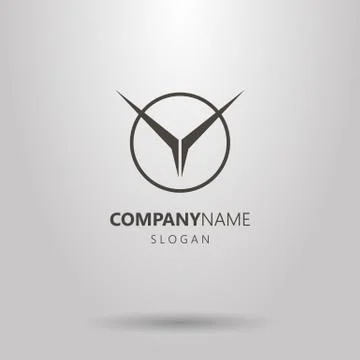 Vector geometric abstract flying bird logo in a round frame Stock Illustration