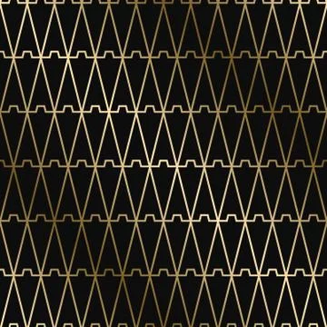 Vector geometric art deco pattern - seamless luxury gold gradient design. Rich Stock Illustration