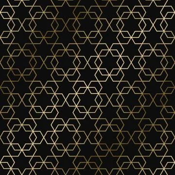 Vector geometric art deco stylish pattern - seamless luxury gold gradient design イラスト素材