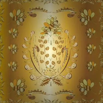 Vector geometric background. Golden seamless pattern on beige, brown and yellow Stock Illustration