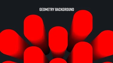 Vector geometric background, gradient red ovals on black backdrop, shape bl.. Stock Illustration