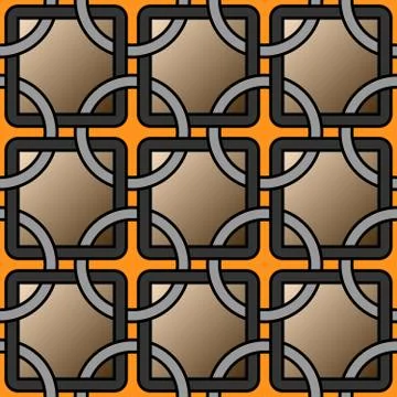 Vector geometric background with rings and square grid tiles seamless pattern Illustrazione stock